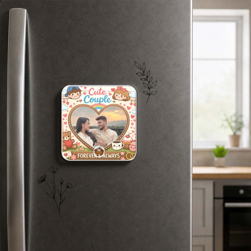 Personalized Musical Fridge Magnet Gift for Couples Custom Photo & Music Player Music Box Fridge Magnet